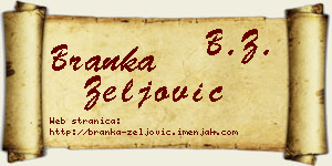 Branka Zeljović vizit kartica